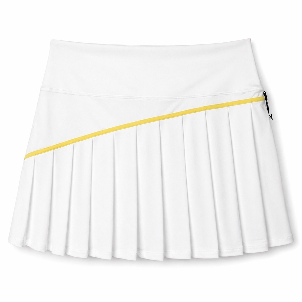 Beach Riot Sport Pleated Tennis Skort White Yellow Trim XL NWT Golf Pickleball